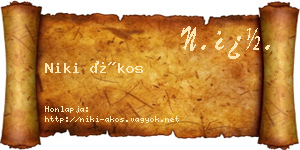Niki Ákos névjegykártya
